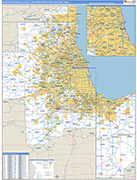 Chicago-Naperville-Elgin Metro Area Wall Map Basic Style